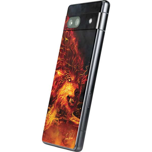 Fire Stalker Wolf by Tom Wood Google Pixel 7a Skin